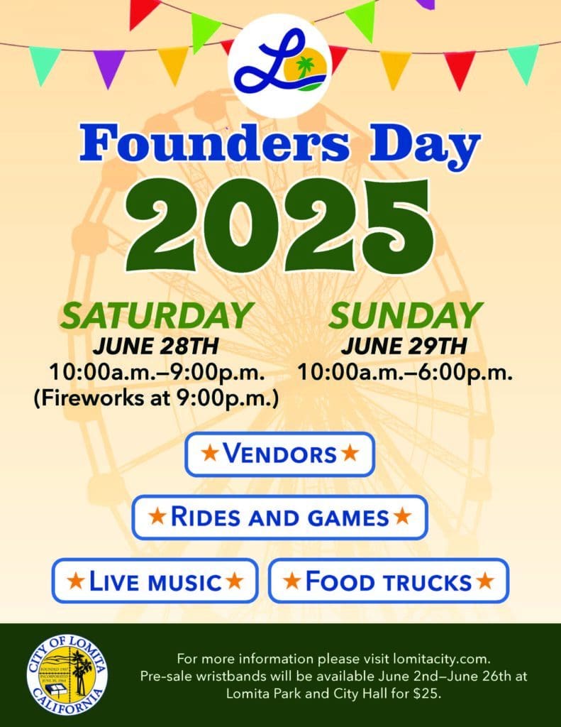 City of Lomita Founder's Day 8 2025 Founders Day Flyer v5 041525 791x1024 1