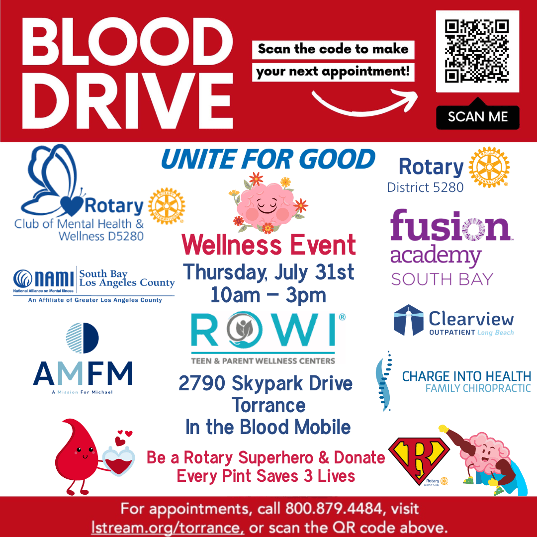 Blood Donation & Wellness Event 7 Rotary Club of Mental Health Wellness 7.31.25 Blood Drive IG