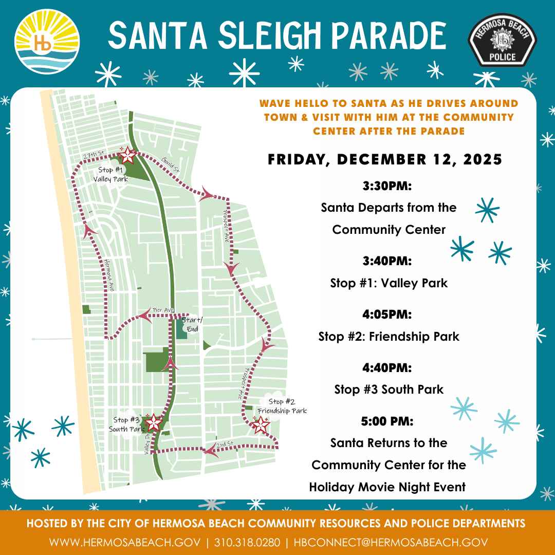 Santa Sleigh Parade and Holiday Movie Night in Hermosa Beach