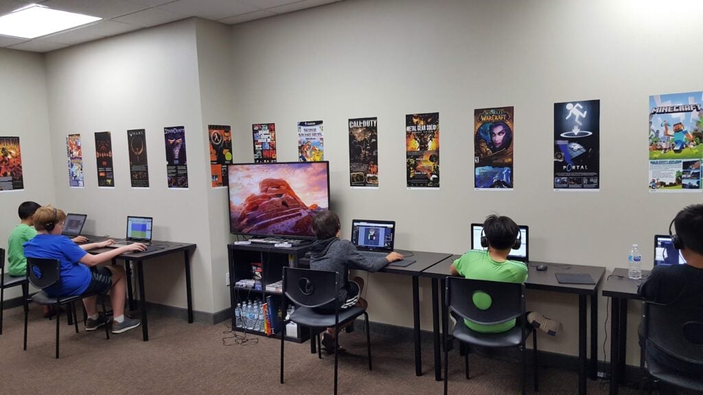 Game Development Classes in the South Bay for Kids, Teens, and Adults | Game Gen Inc. 4 children with headsets