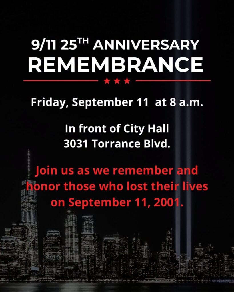 25th Anniversary 9/11 Memorial Ceremonies in the South Bay 4 Torrance 9:11 Event